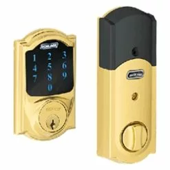 Schlage BE469CAM505 - Z-Wave Motorized Touchscreen Deadbolt-Bright Brass (Camelot)