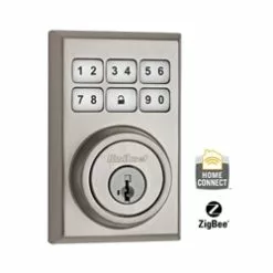 Kwikset 99100-018 - ZigBee Contemporary Style Motorized Deadbolt W/Home Connect - Satin Nickel